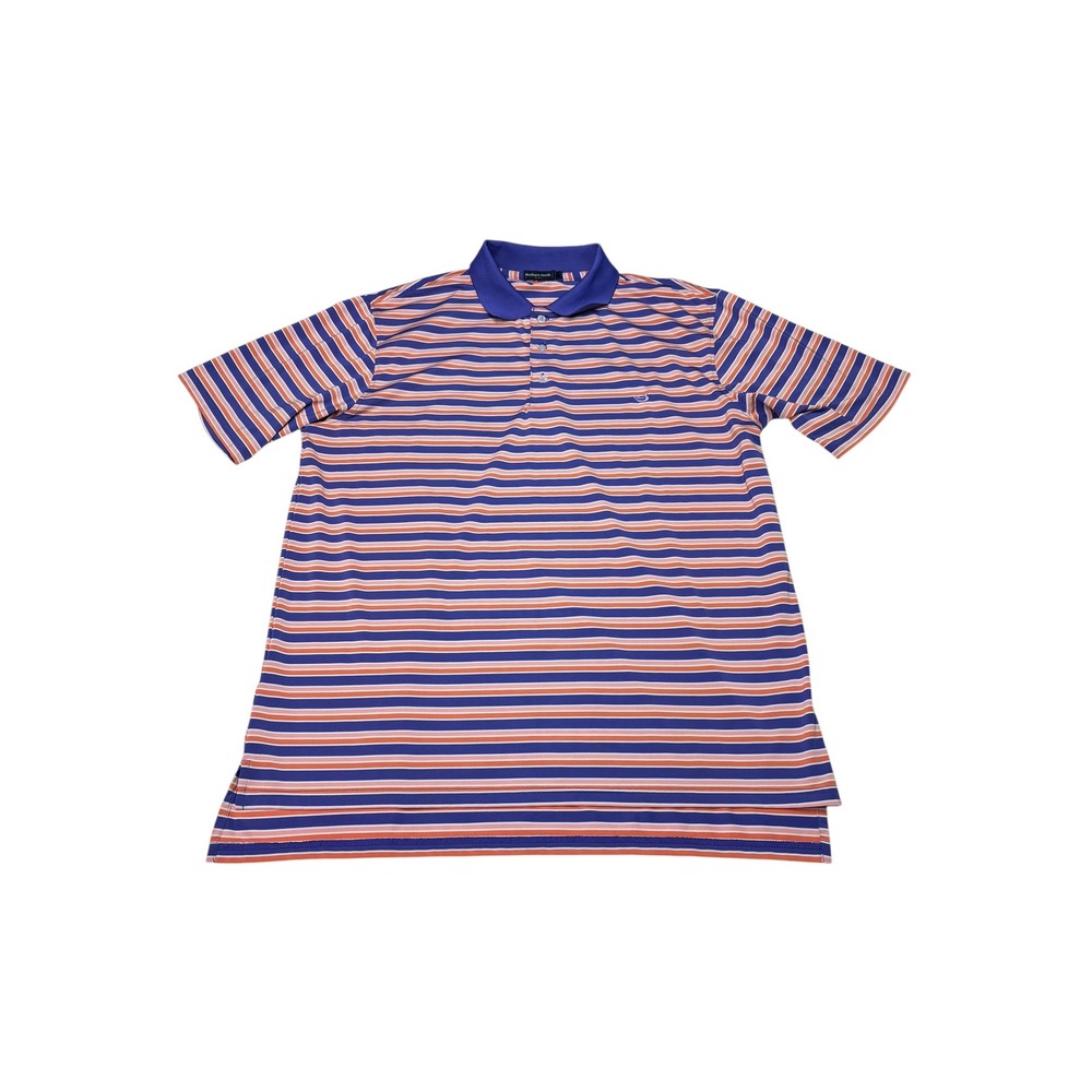 Southern Marsh Mens Large Striped Performance Polo Shirt Purple Orange VSGE99-10